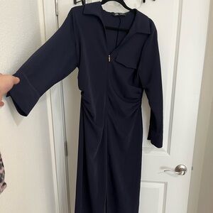 Zara Dark Blue Long Sleeve Dress
